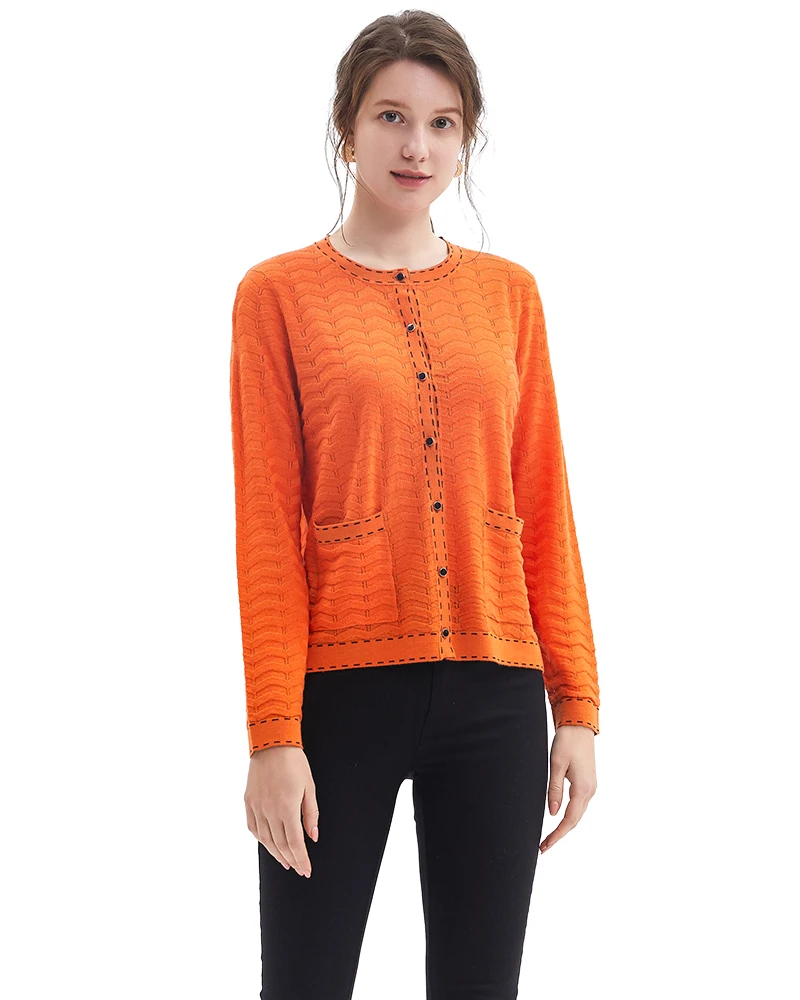 

Zhili Women's Lightweight Crewneck Cardigan Sweater with Pockets