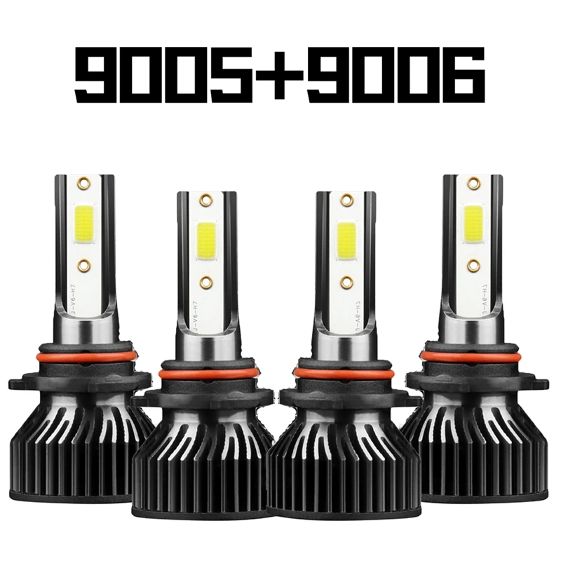 

2 пары 9005 9006 комплект светодиодный ных ламп для фар дальнего и ближнего света 6000K