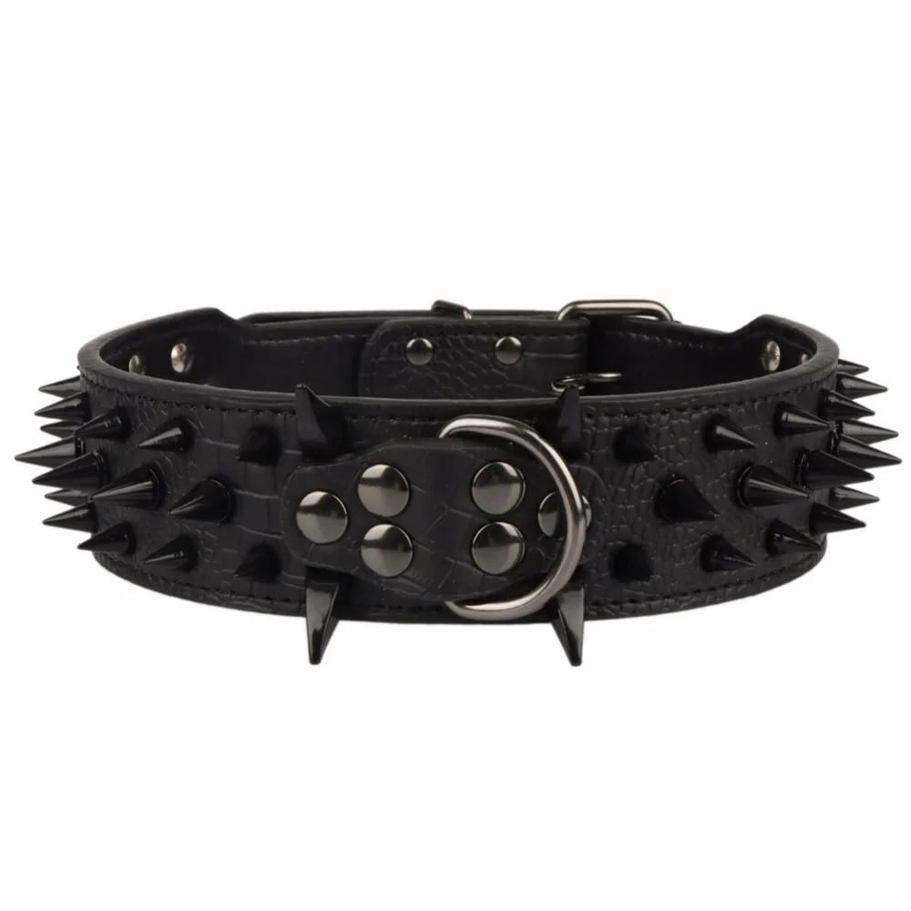 Spiked Big Dogs Collars Animals Accessories Rivet For A Large Dog Necklace Pitbull Pet Product Collar Supplies halsband hond | Дом и сад