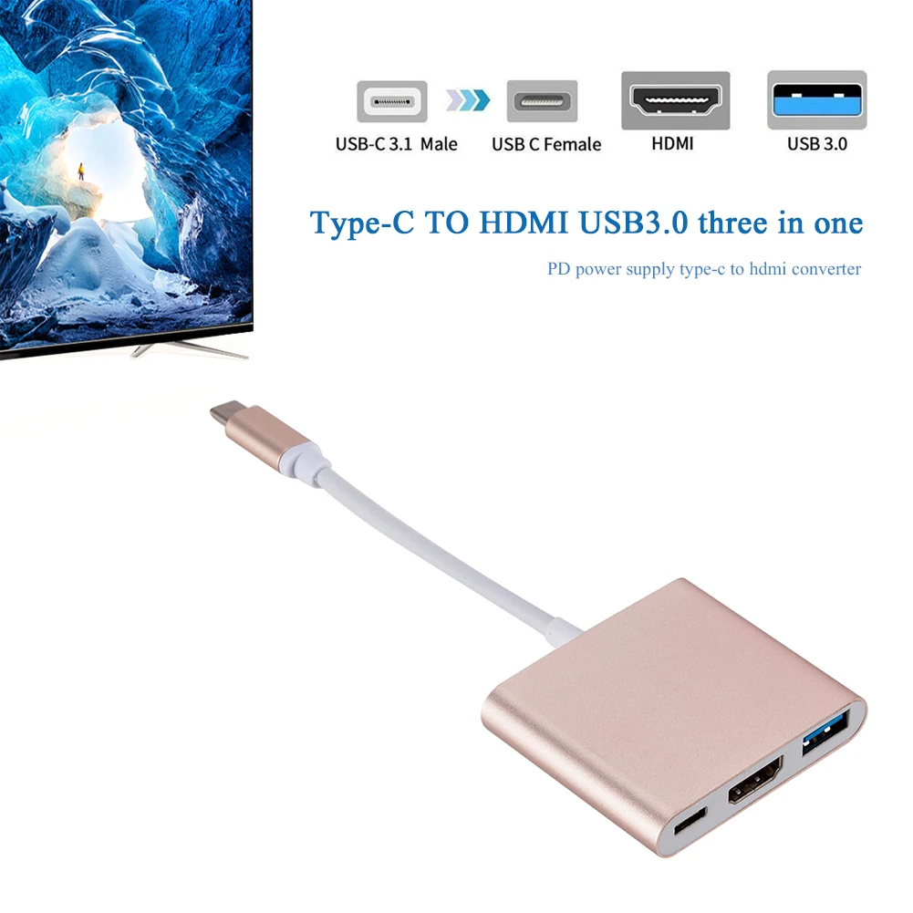 

Адаптер-конвертер USB 3,0, USB C концентратор USB 3,1, бытовой Тип C в HDMI-совместимый PD, компьютерные аксессуары для телефона, ноутбука