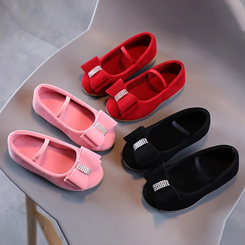 

Girls Shoes Vevelt Boat Shoes Bling Bow Ballet Flats Kids Slip on Crystal Princess Shoes Elastic Band Mary Janes Shoes Children