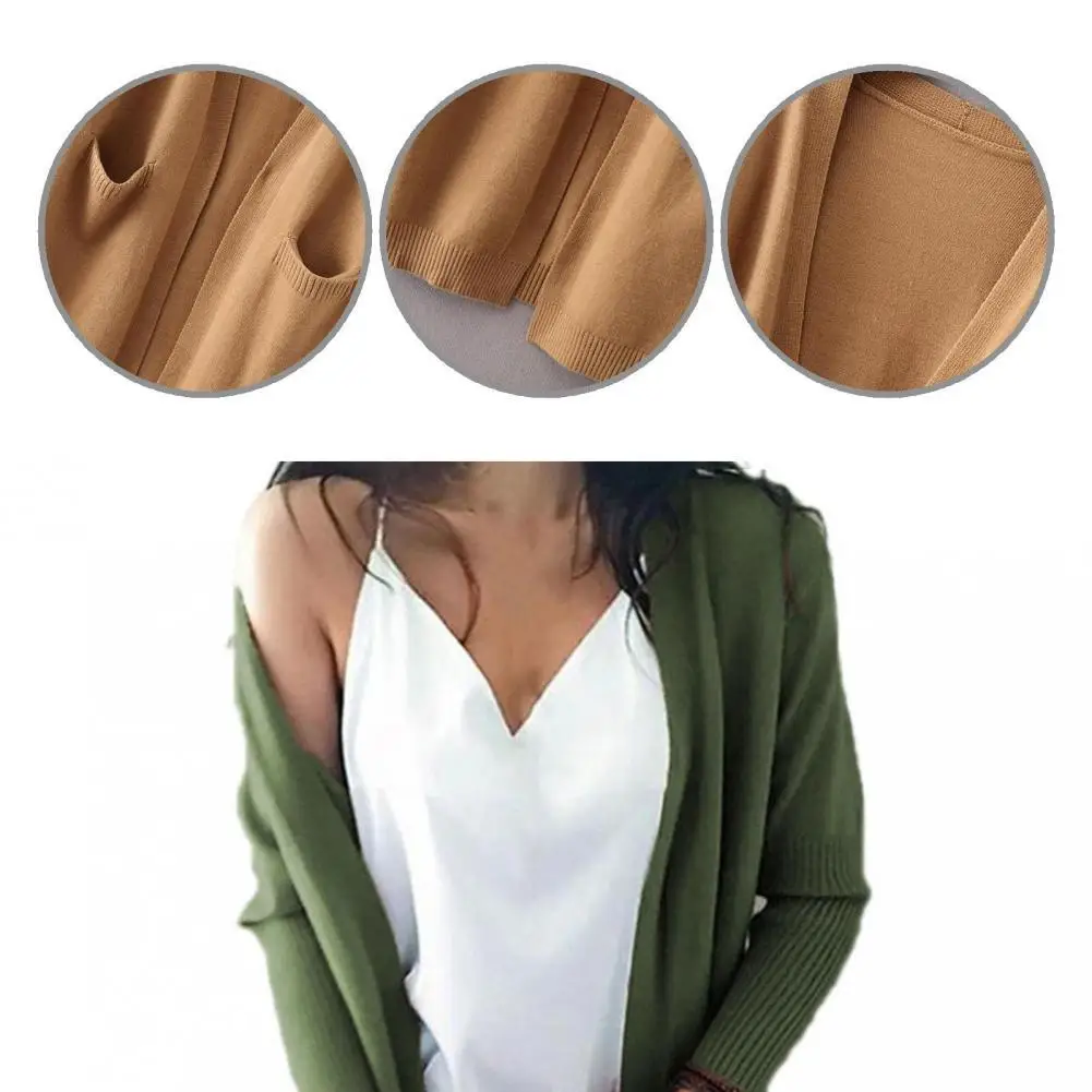 

Top Casual Long Sleeve Pockets Sweater Coat Women Autumn Cardigan All Match Streetwear