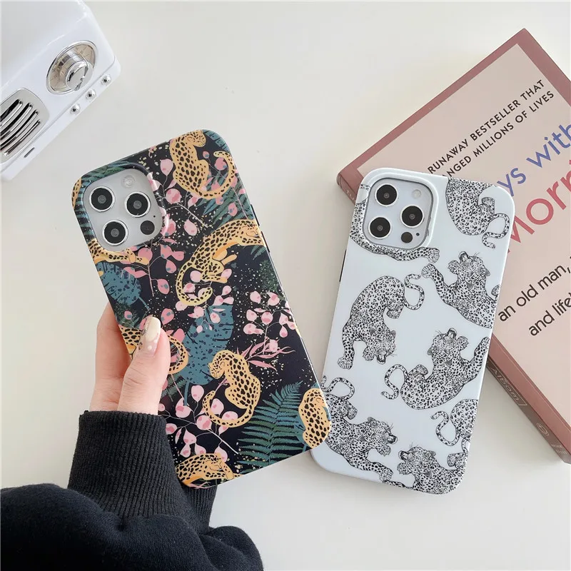 

INS Luxury brand Leopard Flower Tiger soft Phone Case For iPhone 12 Pro Max MiNi 11 Pro X XS Max XR 7 8 plus SE 2020 cover