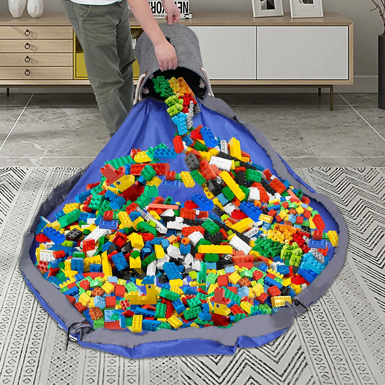 

Baby Storage Bag Oxford Fabric Children's Toy Storage Basket Organizer Box With Detachable Playing Blanket And Basket Lid
