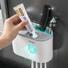 Настенный магнитный держатель для зубных щеток, водонепроницаемый выдавливатель зубной пасты для туалета, серый автоматический диспенсер, аксессуары для ванной комнаты