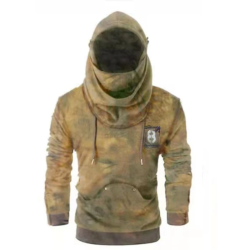 Мужская Спортивная толстовка с капюшоном Черная Толстовка длинным рукавом в