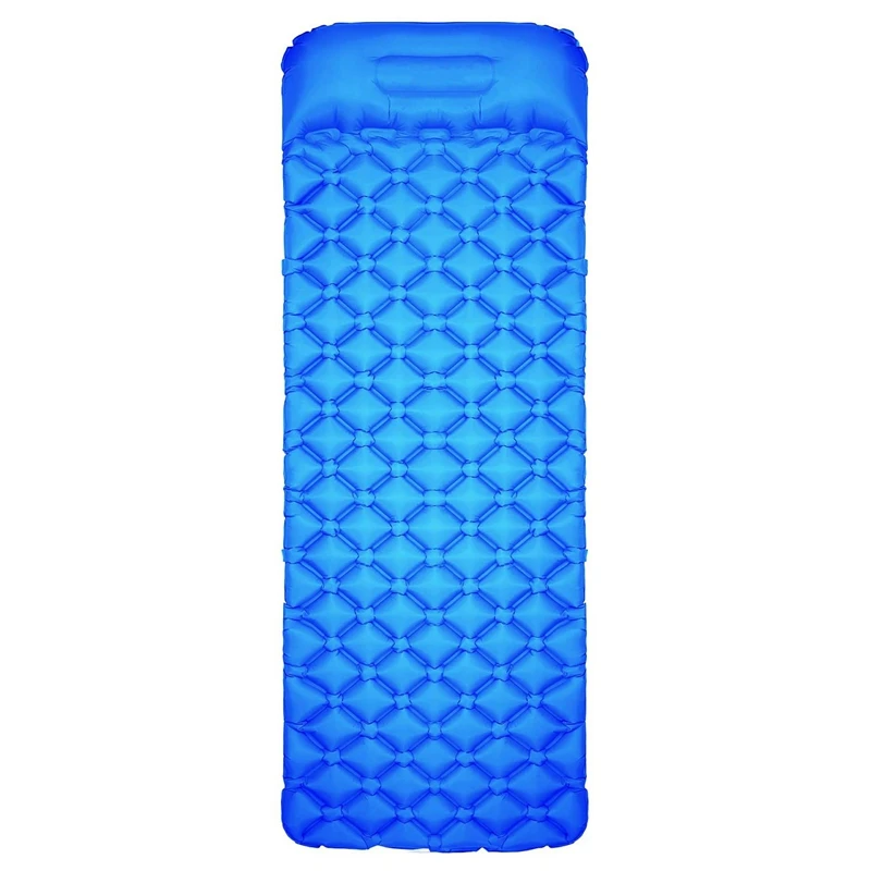 

Single Camping Pad with Pillow Lightweight Compact Air Pad Lightweight Portable Air Mattress for Tent Backpacking Blue