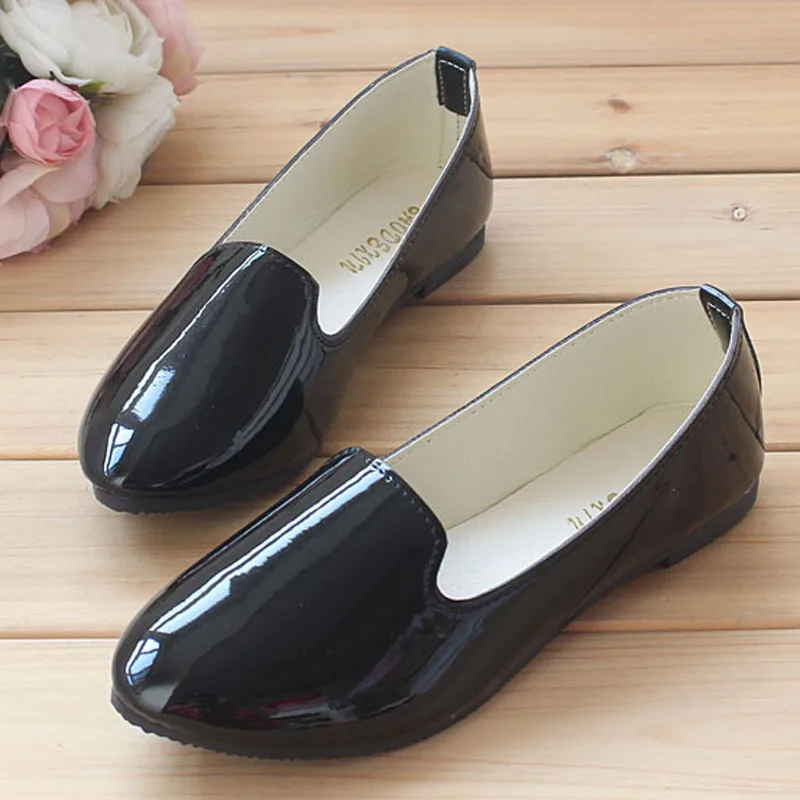 Туфли женские из искусственной кожи балетки заостренный носок лоферы плоская