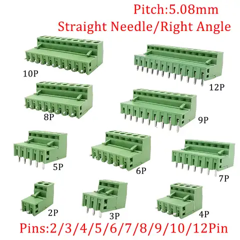10/5 пар шаг 5,08 мм Клеммная колодка 2EDG 5,08 мм 2-12 контактов Pcb винтовой коннектор Клеммная колодка 2EDG разъем PCB винт