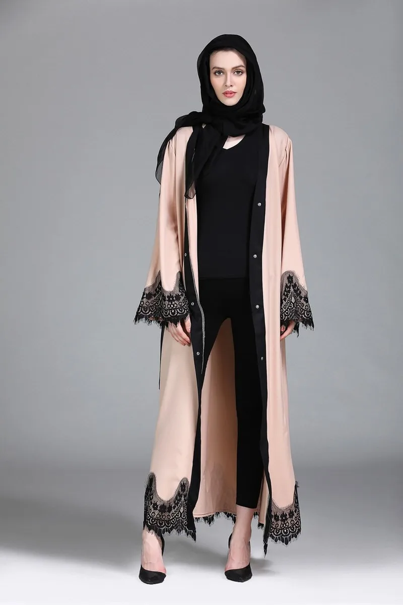 Абайя Женская с длинным рукавом модное кружевное мусульманское платье Турецкая