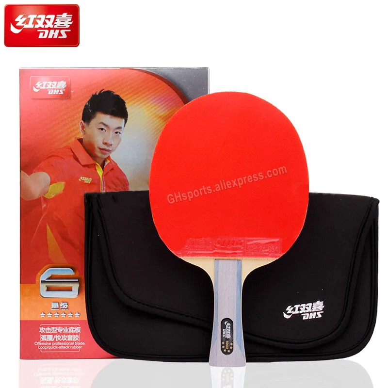 

DHS 6 Star Table Tennis Racket (6002, 6006) with Rubber (Hurricane 8, Tinarc) + Bag Set Orignal DHS 6-STAR Ping Pong Bat