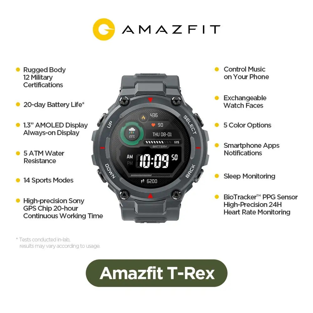 Оригинальный Amazfit T-rex в парк развлечений умные часы для мужчин 5ATM Смарт-часы