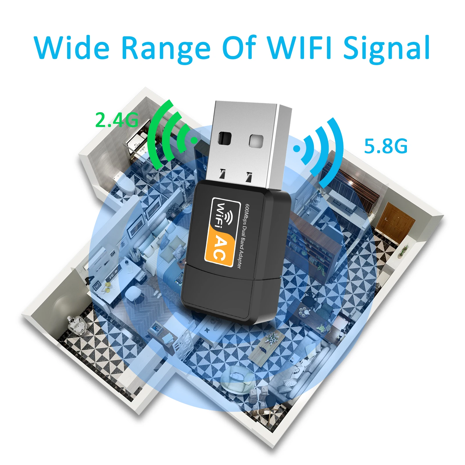 600 Мбит/с USB Wifi адаптер 5 8 ГГц + 2 4 USB2.0 приемник Беспроводной сетевая карта