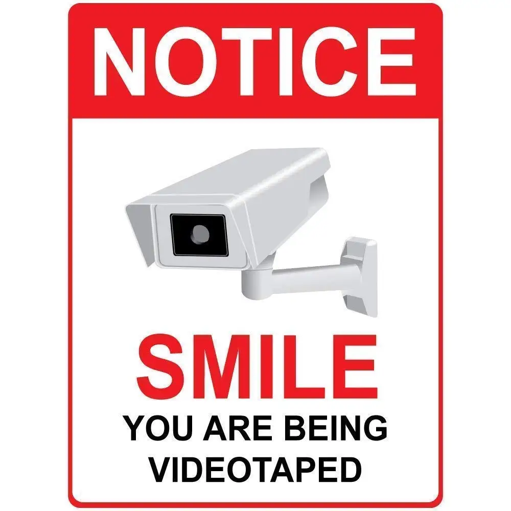 

Guadalupe Ross Metal Notice Smile You are Being Videotaped Sign Wall Decor Metal Sign 12x8 Inches