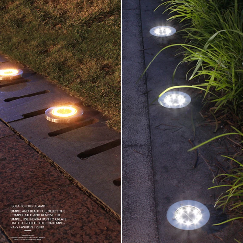 

New LED Solar Powered Disk Lights Outdoor Waterproof Garden Landscape Lighting for Yard Deck Lawn Patio Pathway Walkway