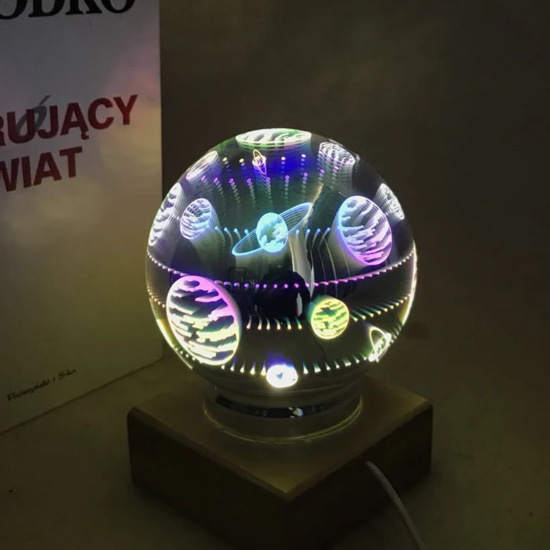 3D красочный волшебный хрустальный шар ночной Светильник USB настольная лампа различные узоры пара дома детские подарки