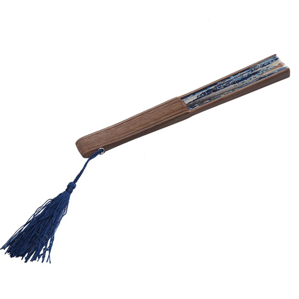 Винтажный бамбуковый складной веер шелковое ручное крепление Fuji Kanagawa Waves