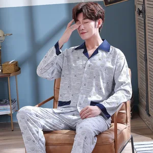 Мужские пижамы пижама набор хлопковых пижам на осень и зиму пижама женская полосатые мужские пижамы с длинным рукавом домашний костюм повседневные пижамы больших размеров для мужчин домашняя одежда