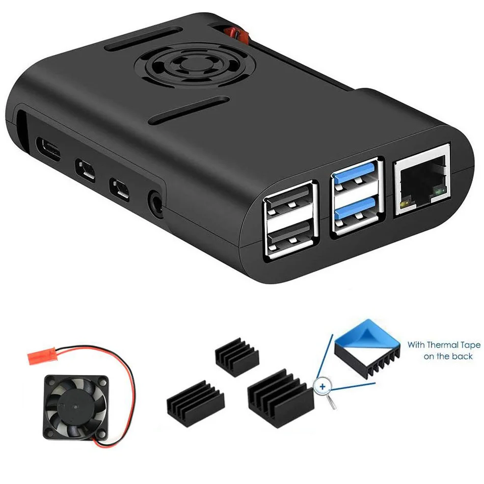 Чехол Raspberry Pi 4 черный прозрачный чехол с вентилятором радиатор для Model B |