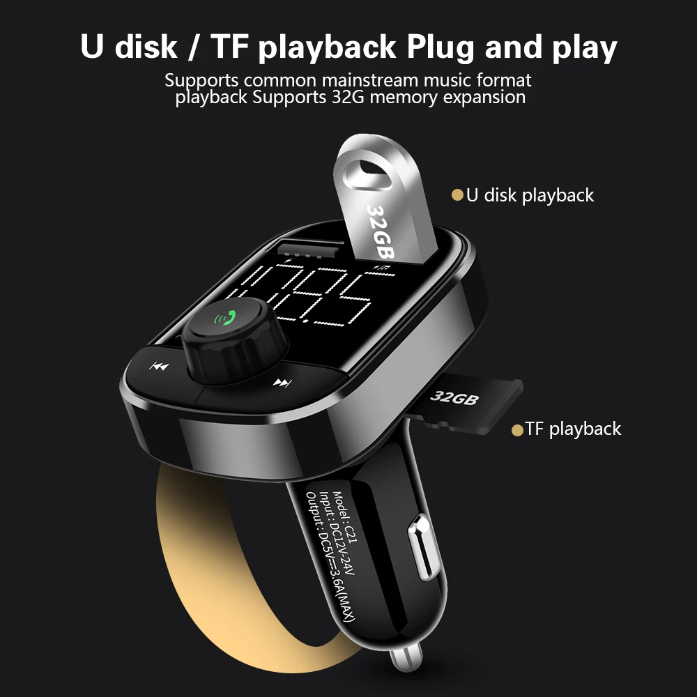 Автомобильный MP3 Bluetooth плеер Type C Быстрая зарядка карта без потерь двойной 2 USB порт