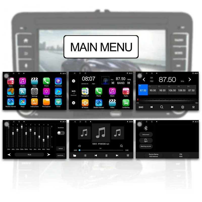 7 дюймов Автомобильный стерео радио Android 8 1 GPS 2DIN Navi для VW GOLF 5V 6 Jetta PASSAT вариант PM |