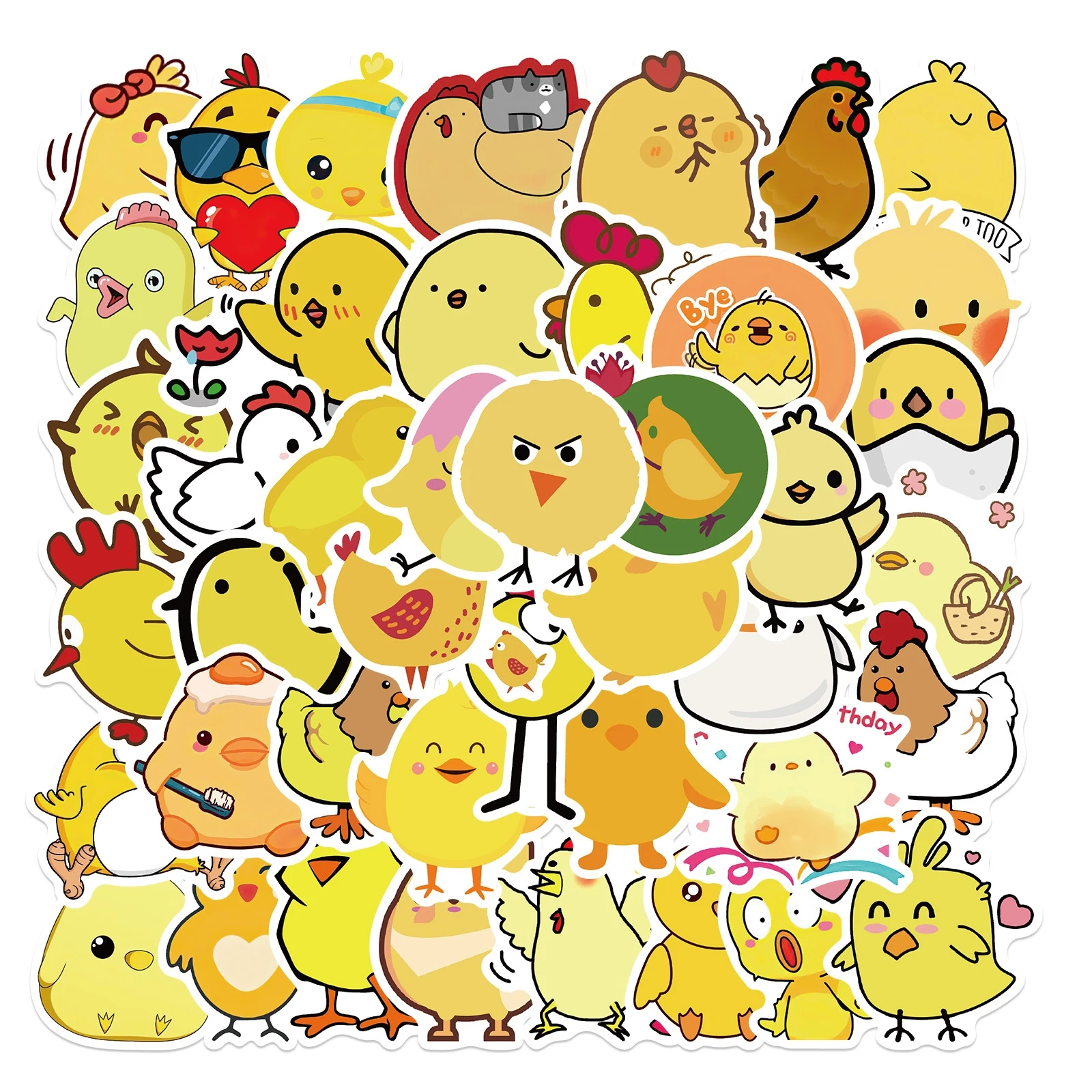 50 шт. Мультяшные животные желтые курицы милые граффити наклейки для DIY чемодан