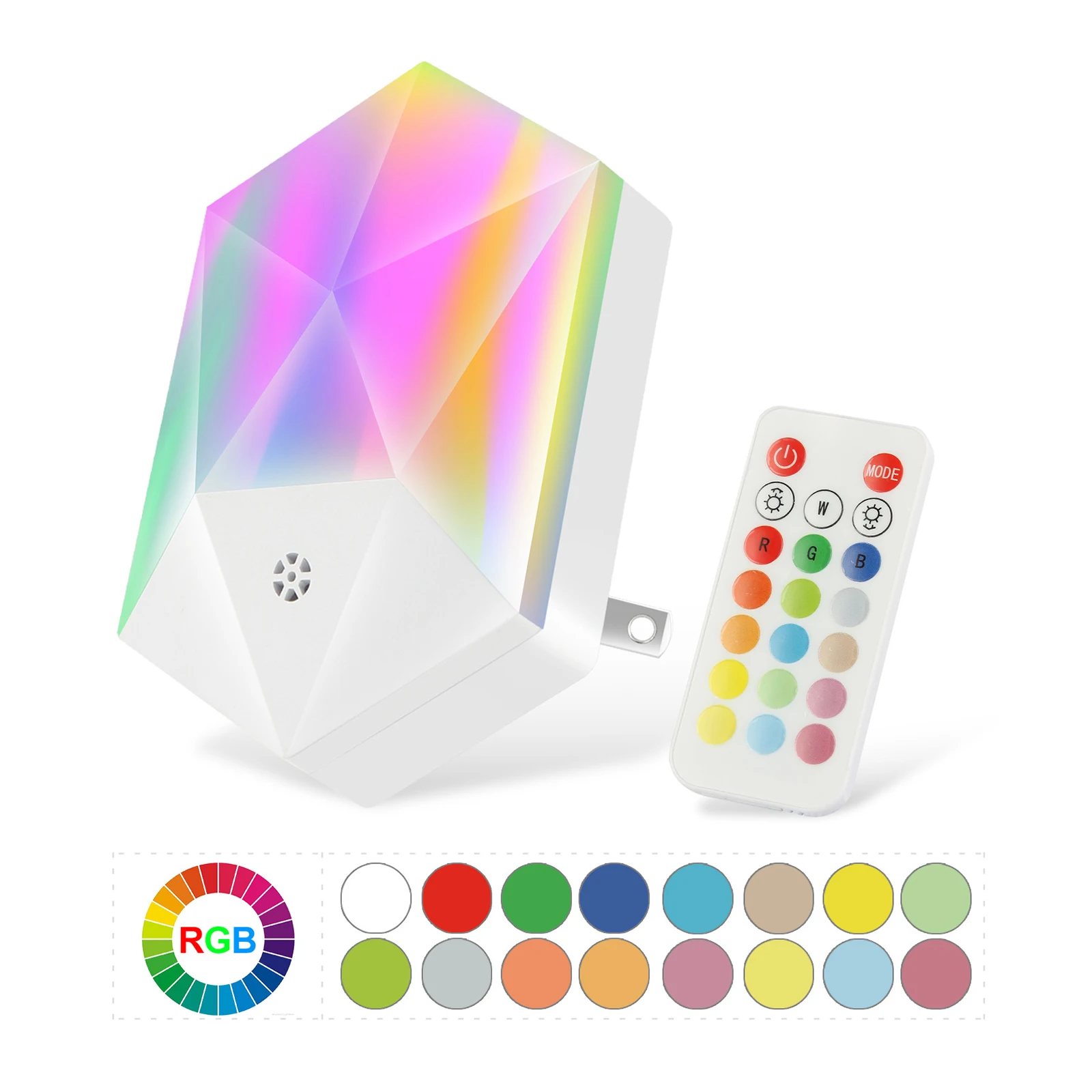 

110V-240V With Remote Control RGB Socket Small Night Light LED Dimmable 16 Colors Children Bedroom Night Lights