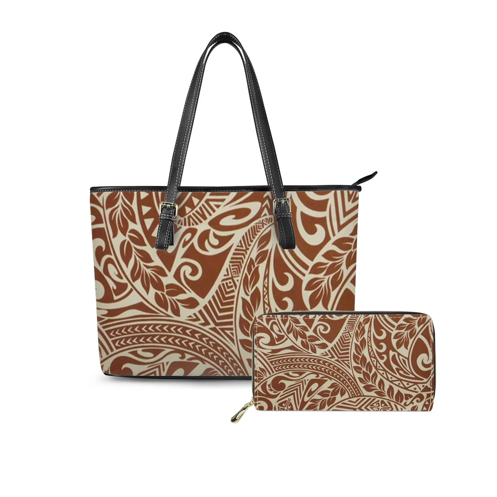 Пользовательская полинезийская племенная стильная большая кожаная сумка-тоут с