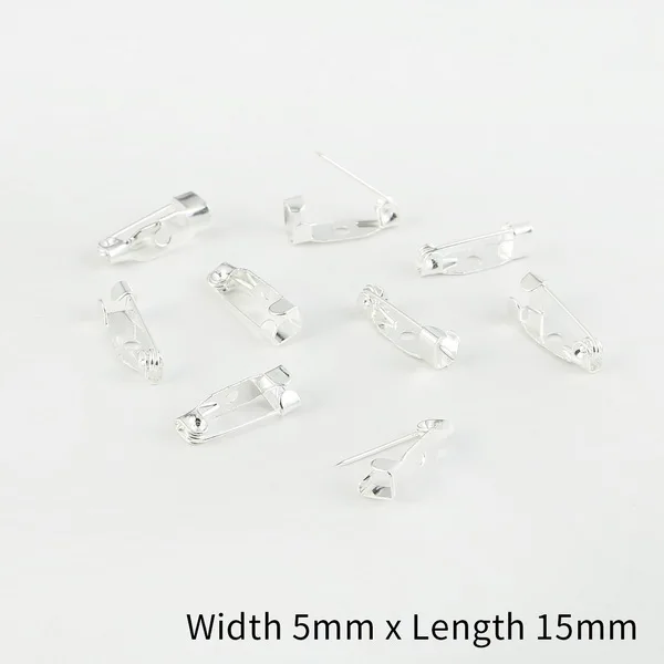 Sliver 5x15mm 50 шт./Партия 15 20 25 30 35 мм золото/серебро/бронзовая брошь зажим базовые булавки безопасные булавки брошь настройки базы для украшений ручной работы Изготовление ювелирных изделий - Цвет: Sliver 5x15mm