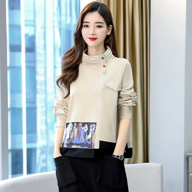 

2021 Spring Autumn New Women Fashion Sports Two Piece Suit Long-sleeve Stand Collar Top + High Waisted Casual Harem Pants Y717