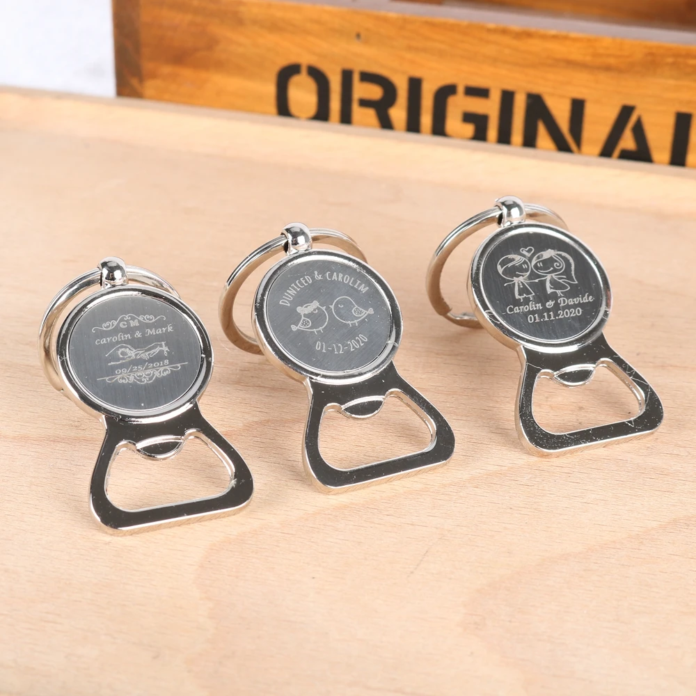 30 шт. персонализированный текст металлический открывалка для бутылок брелок на