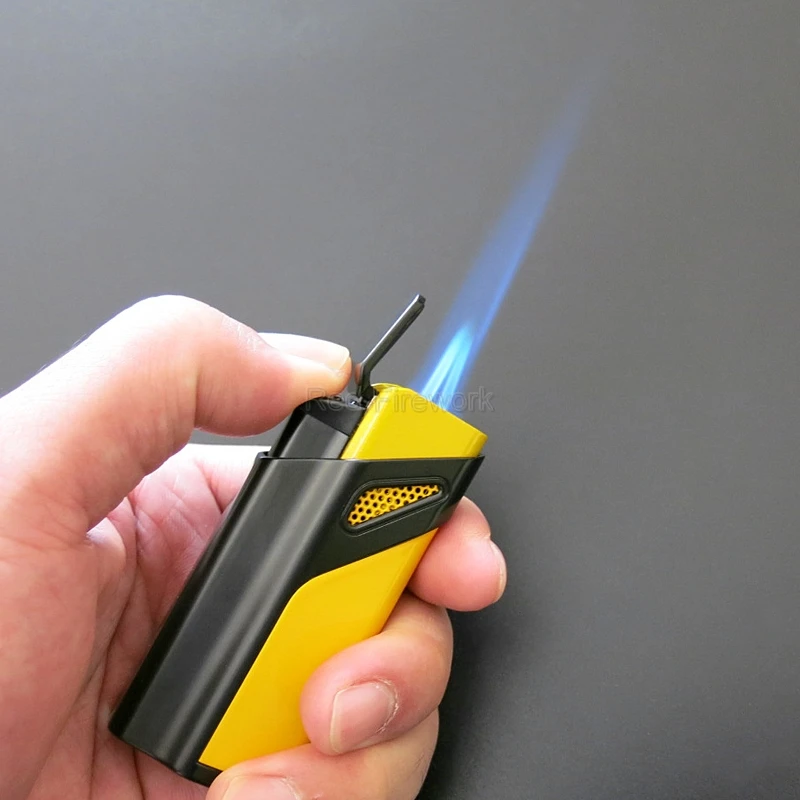 COHIBA модные зажигалки ветрозащитная Зажигалка многоразовая 3 фонарь Jet Blue Flame металлическая зажигалка для сигар с перфорацией