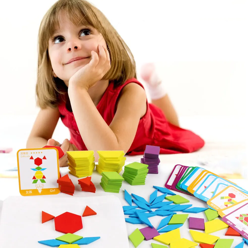 Hot Sale 155pcs Wooden Jigsaw Puzzle Board Set Colorful Baby Montessori Educational Toys For Children Learning Developing Toy