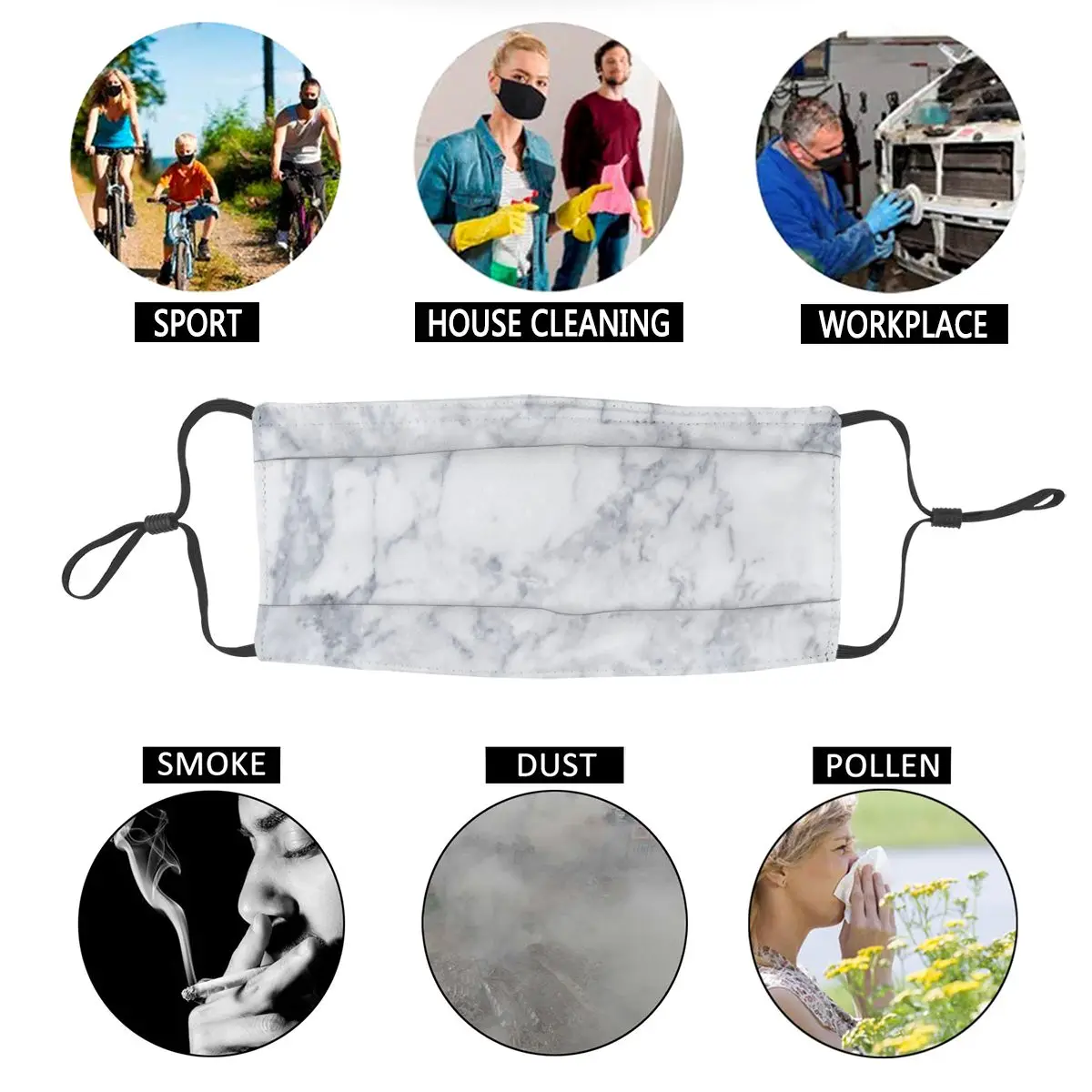 

Marble Texture Veins Adult Reusable Face Mask Anti Haze Dust Protection Cover Respirator