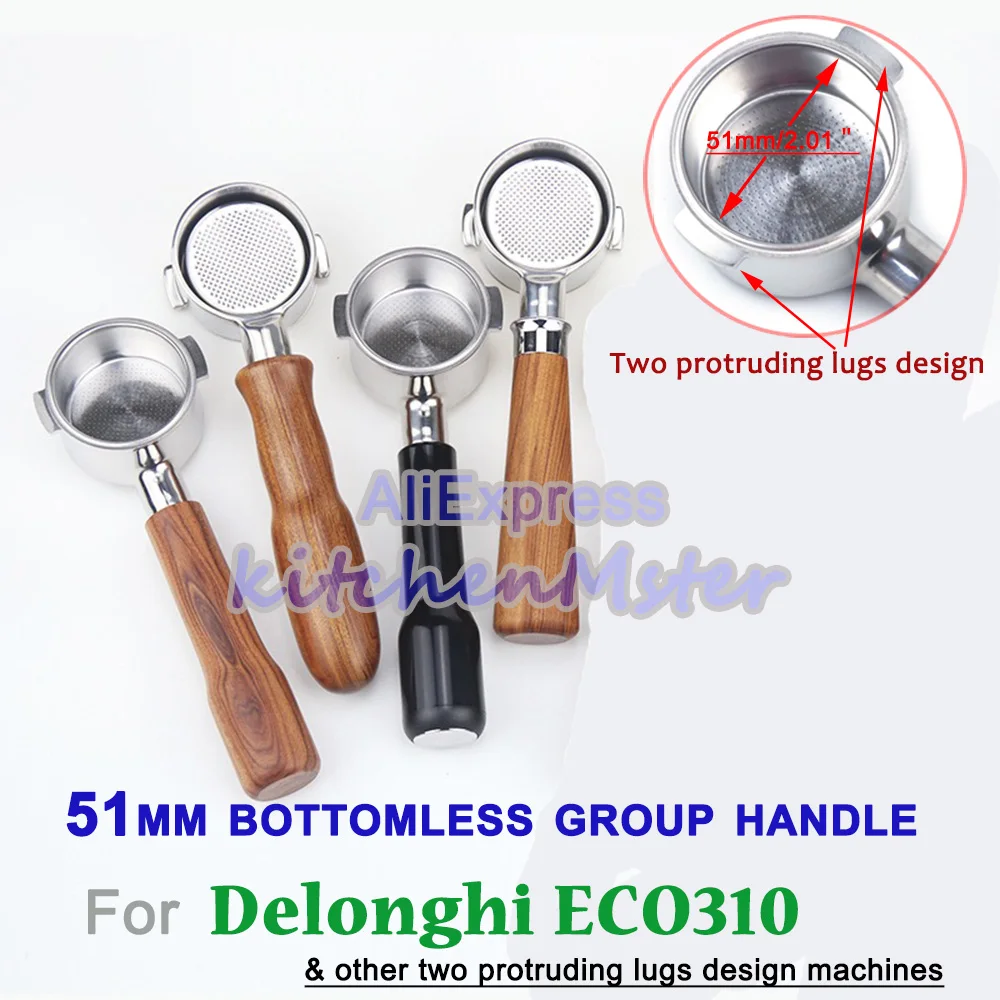 51mm Bottomless Coffee Handle Non-Pressurized Portafilter wi