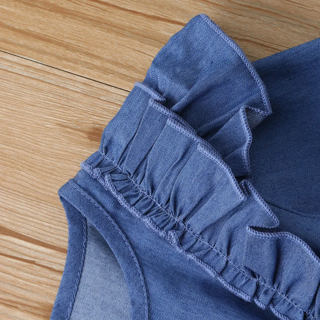 Платья для малышей платье девочек маленьких Джинсовое с рюшами и тыквой на