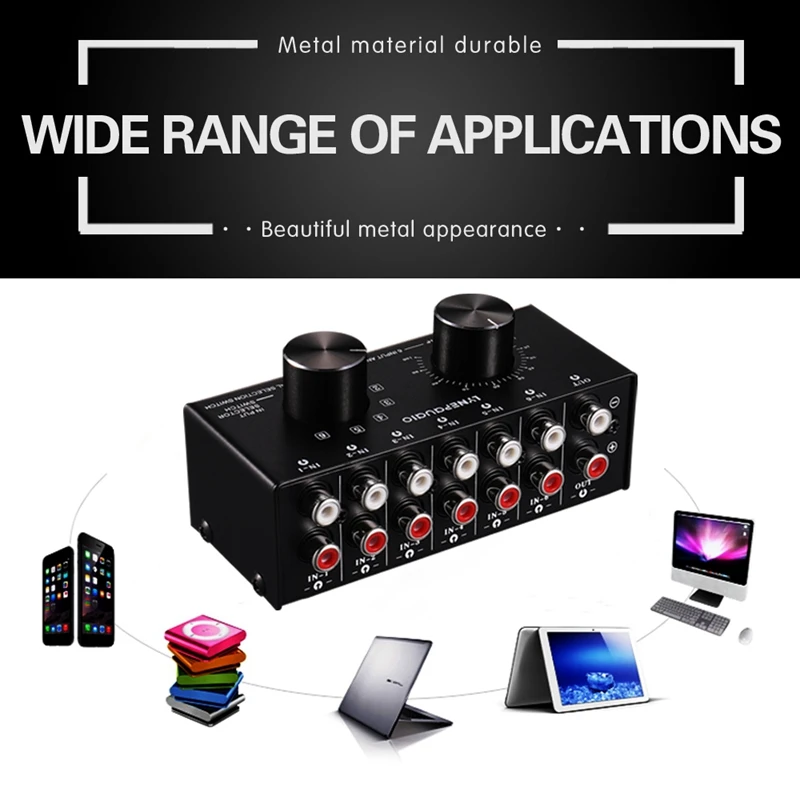 6 входов 1 выходной коммутатор выбор источника аудио переключатель RCA входной