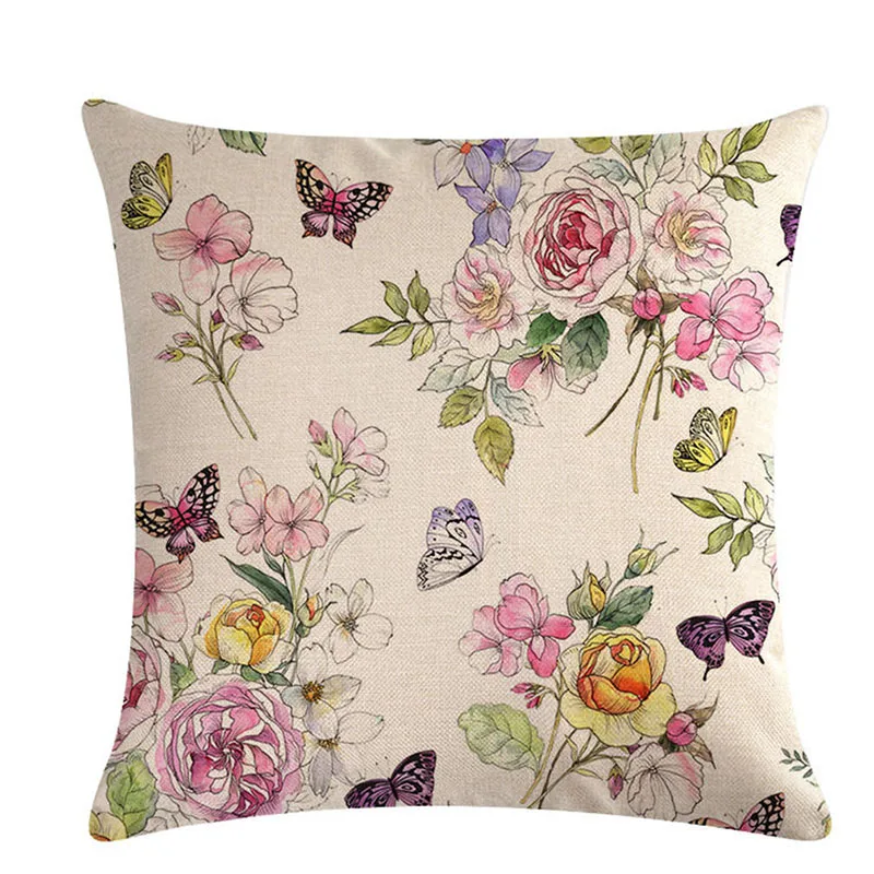 Льняная наволочка новый домашний текстиль садовый цветок птица серия 45*45 см