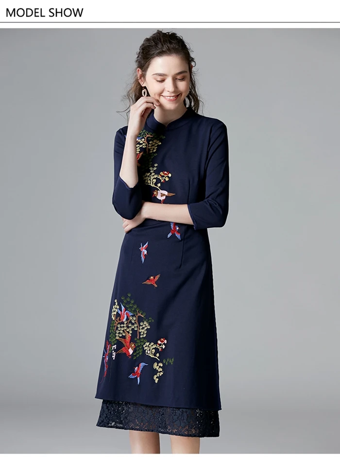 TAOYIZHUAI, осень, Новое поступление, винтажный стиль, чонсам, женское платье, линия, животный принт, размер s-5XL, длина до колена, вечернее платье 14300