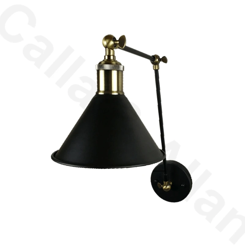 Бесплатная доставка Черный Железный Абажур настенный светильник с двойным