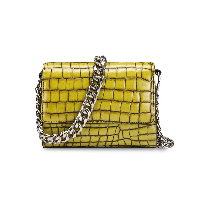 

Women Bag 2020 Genuine Leather Crocodile pattern Thick chain Fashion Designer Luxury New Handbag Crossbody Messenge Shoulder bag