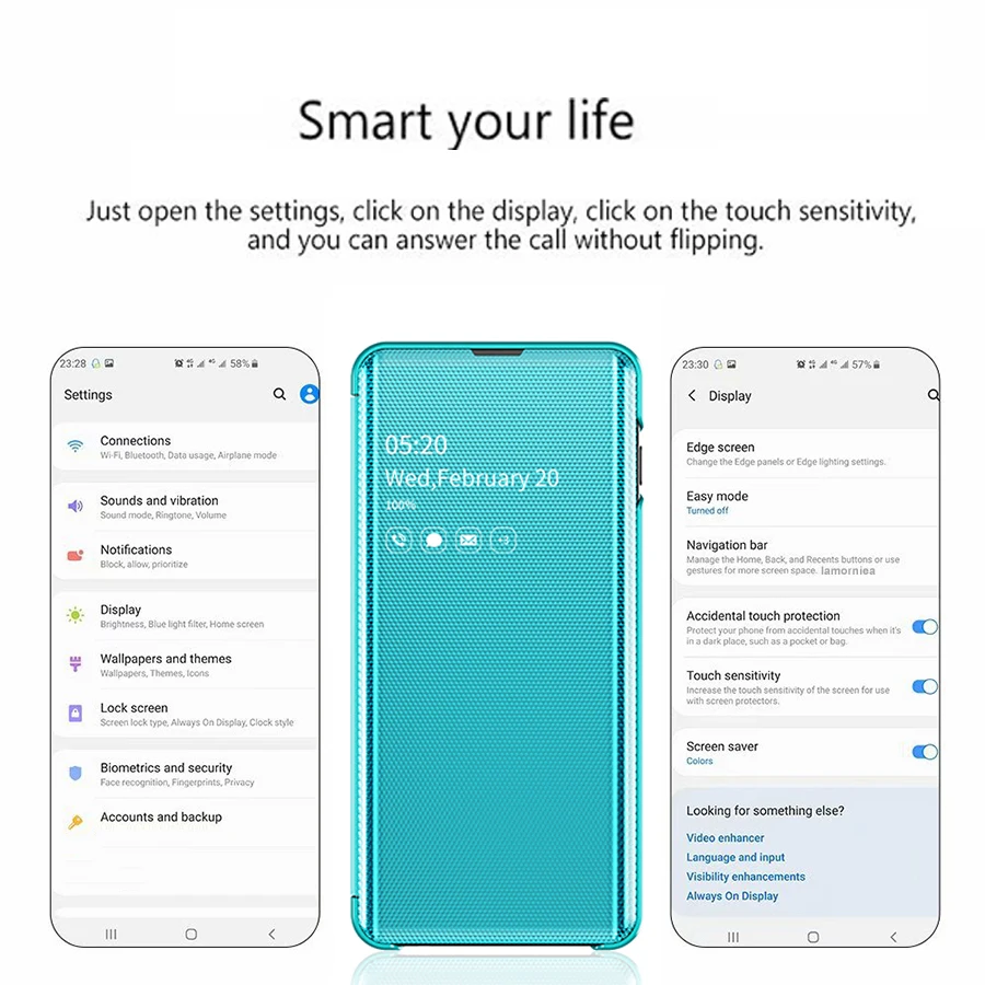 Умный зеркальный флип чехол BoeYink для Huawei P30 Pro Lite из искусственной кожи Mate 20 Pro/Mate