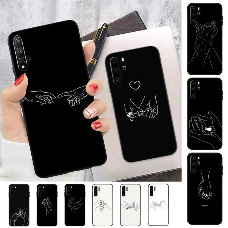 

FHNBLJ Lover Hand Line Simple Phone Case for Huawei P30 40 20 10 8 9 lite pro plus Psmart2019