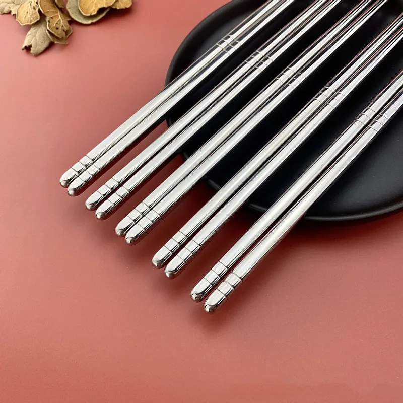 

1Pair Korean Chopsticks Food Sticks for Sushi Non-slip Stainless Steel Chop Sticks Set Reusable Chopsticks Set Baguette Chinoise