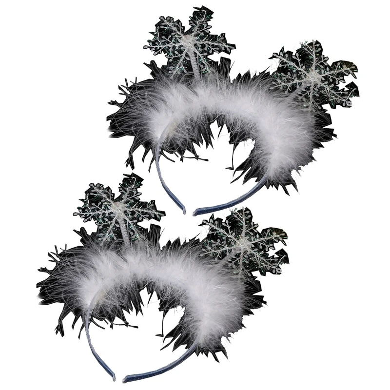 

Creative Snowflake Feather Headband for Carnival Holiday Xmas Party Photo Props for Children on Christmas Easy to Wear