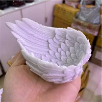 1pc white resin crystal ball base feather wing crafts modern home living room office ornaments desktop decoration
