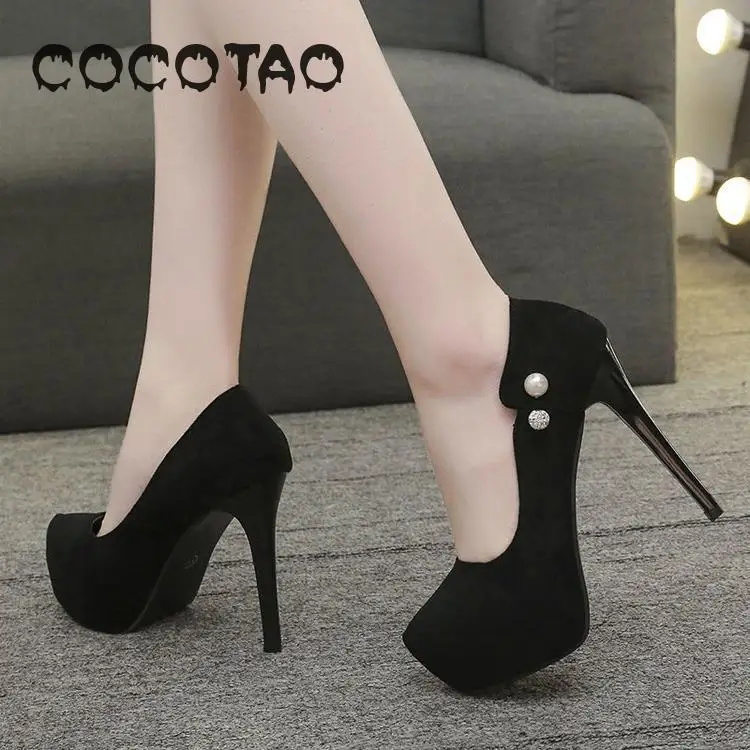 Новинка весенние пикантные замшевые туфли на высоком каблуке легкие