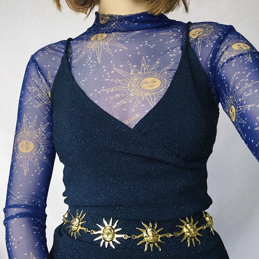 Женская футболка с принтом Солнца и Луны в готическом стиле|Футболки| |