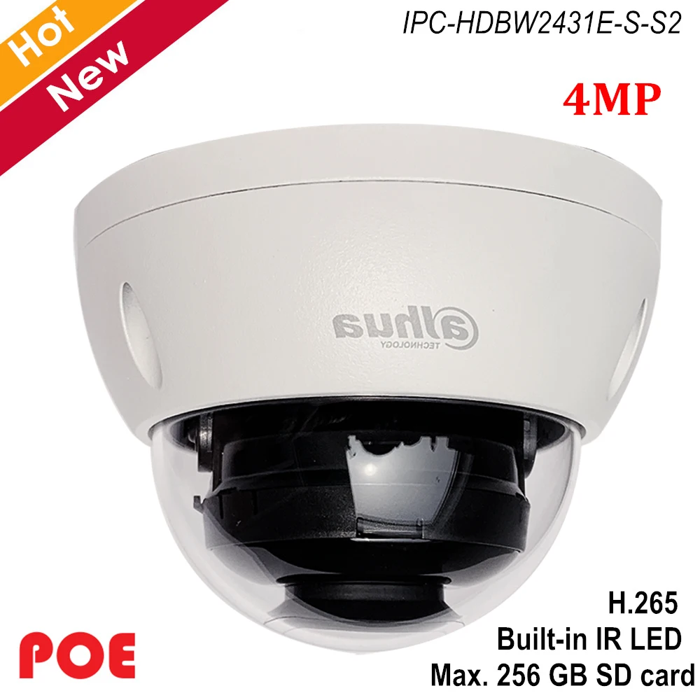 Dahua New Lite 4 МП водонепроницаемая купольная мини IP камера H.265 Встроенная фотография