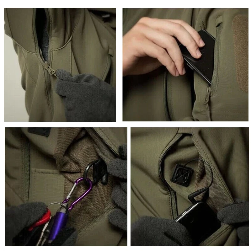 Уличная куртка с мягкой оболочкой Мужская камуфляжная флисовая подкладка